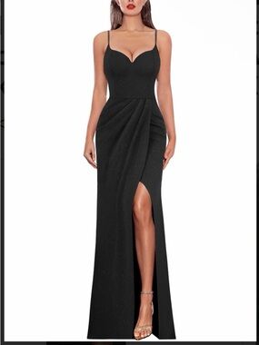 Elegant Black Evening Gown with Side Slit size XL
